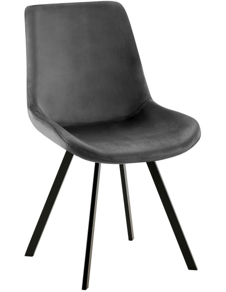 Chaise pivotante moderne en Velours Gris foncé Métal Noir Zelyra - 1