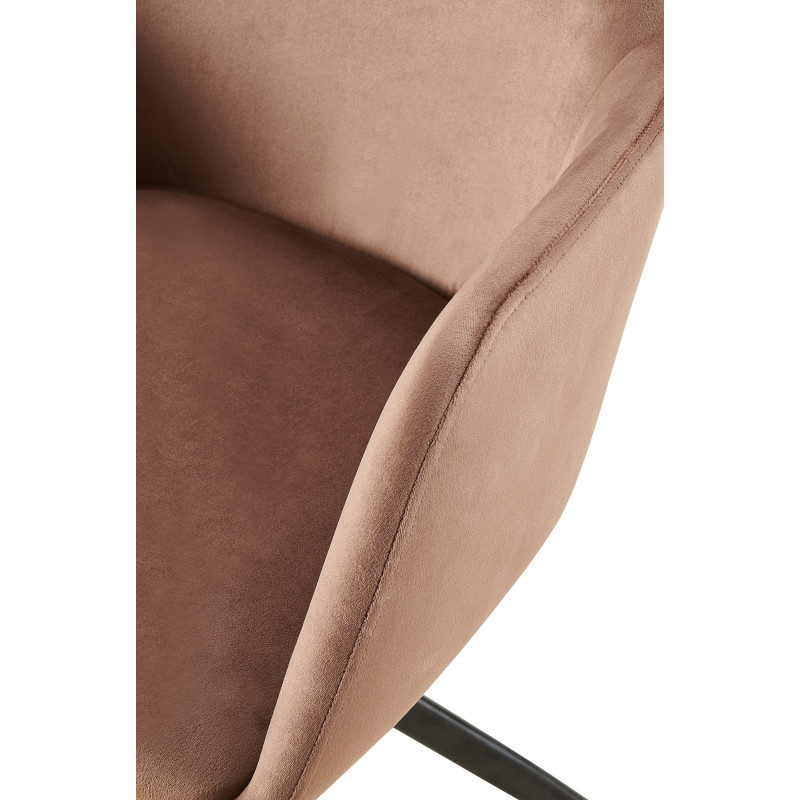 Fauteuil de table pivotant en Velours Marron Métal Noir Drelis - 4