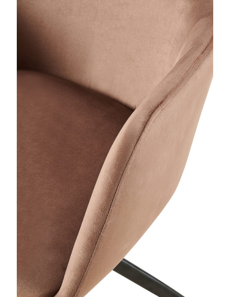 Fauteuil de table pivotant en Velours Marron Métal Noir Drelis - 4