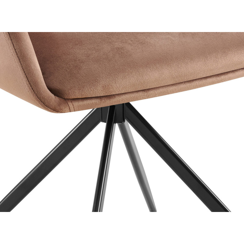 Fauteuil de table pivotant en Velours Marron Métal Noir Drelis - 5