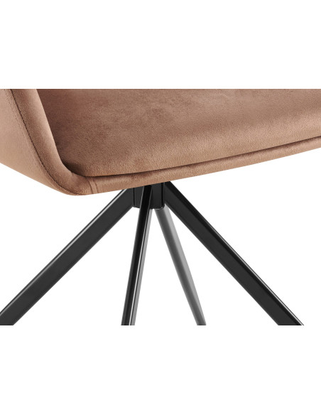Fauteuil de table pivotant en Velours Marron Métal Noir Drelis - 5