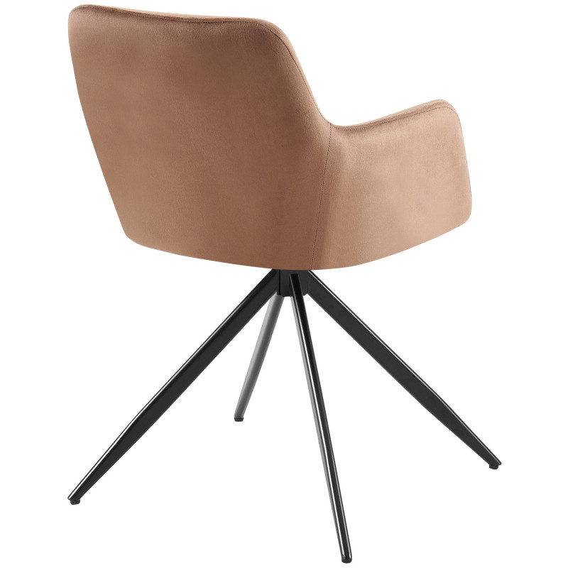 Fauteuil de table pivotant en Velours Marron Métal Noir Drelis - 3