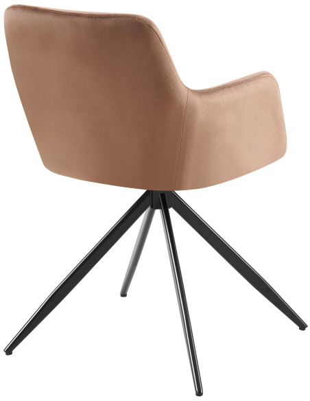 Fauteuil de table pivotant en Velours Marron Métal Noir Drelis - 3