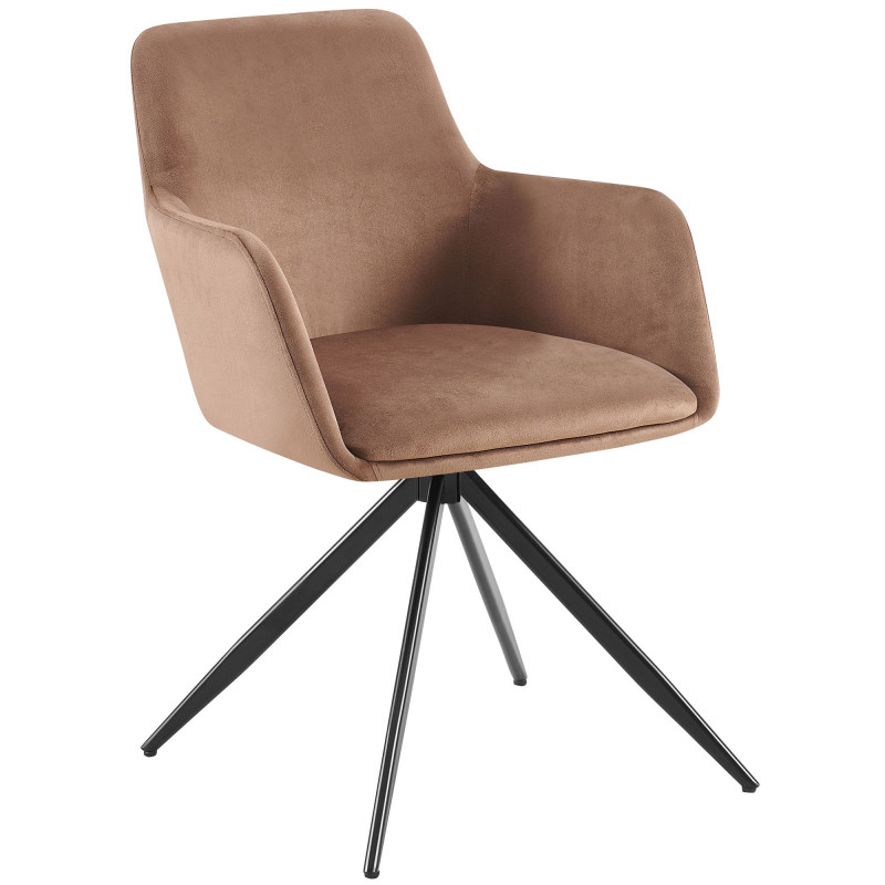Fauteuil de table pivotant en Velours Marron Métal Noir Drelis - 1