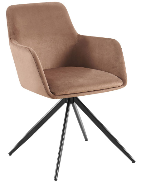 Fauteuil de table pivotant en Velours Marron Métal Noir Drelis - 1