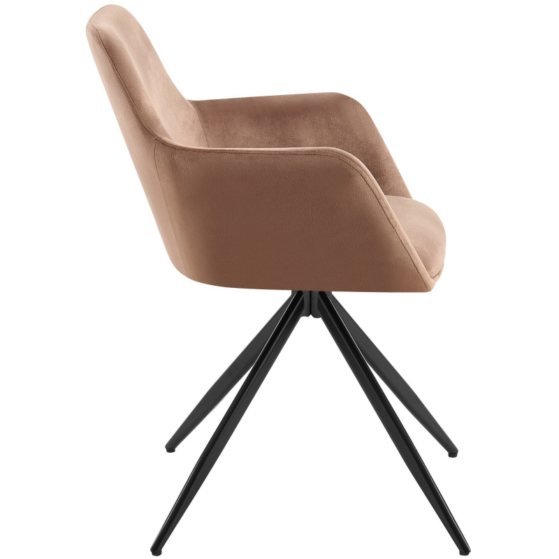 Fauteuil de table pivotant en Velours Marron Métal Noir Drelis - 2
