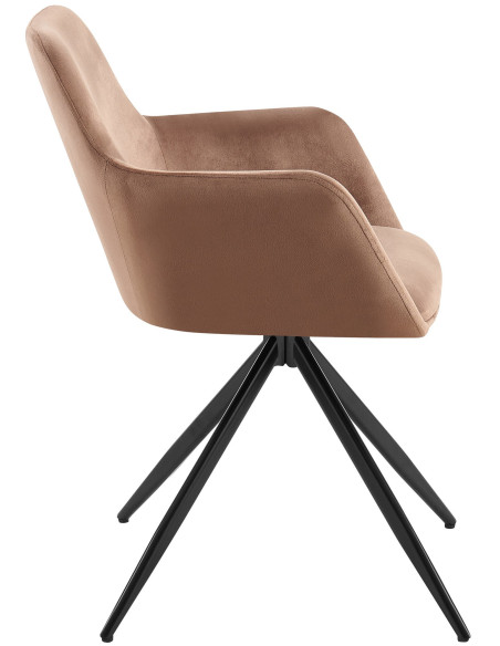 Fauteuil de table pivotant en Velours Marron Métal Noir Drelis - 2