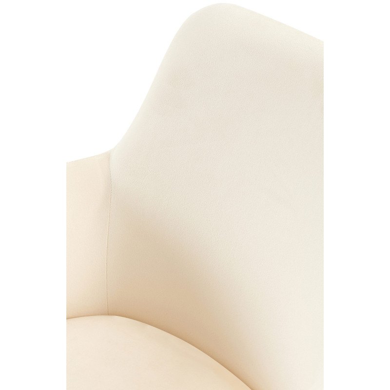 Fauteuil de table pivotant en Velours Blanc crème Métal Noir Drelis - 4