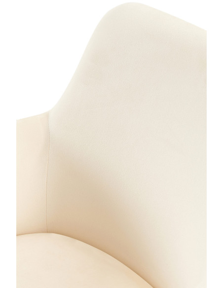 Fauteuil de table pivotant en Velours Blanc crème Métal Noir Drelis - 4