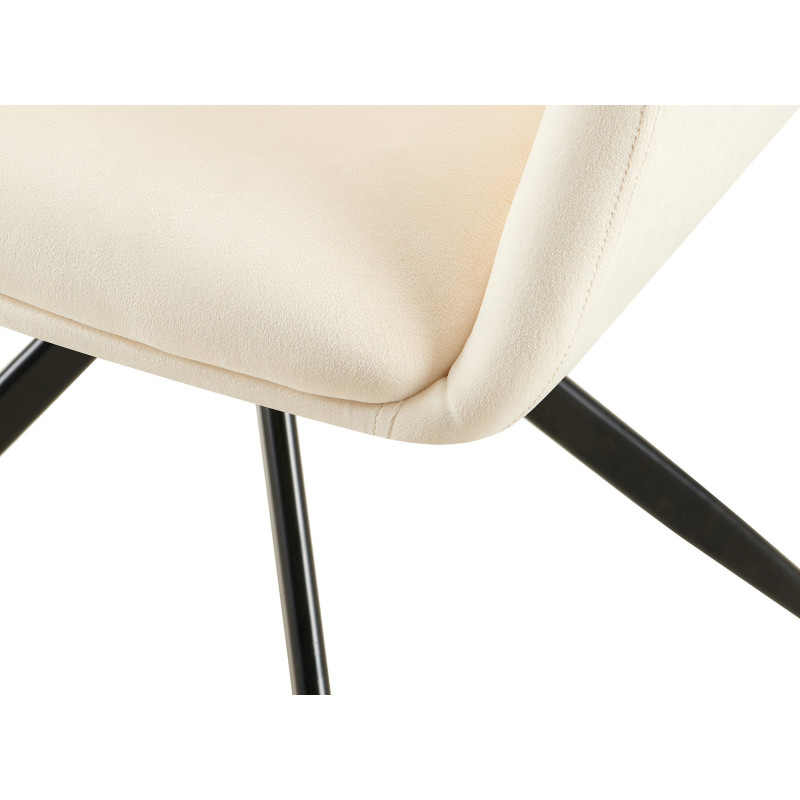 Fauteuil de table pivotant en Velours Blanc crème Métal Noir Drelis - 5