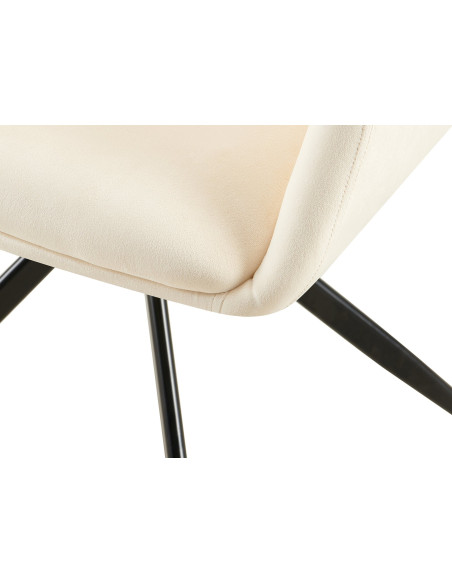Fauteuil de table pivotant en Velours Blanc crème Métal Noir Drelis - 5