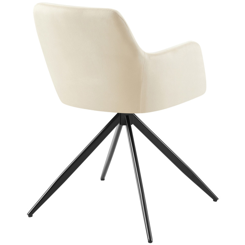 Fauteuil de table pivotant en Velours Blanc crème Métal Noir Drelis - 3