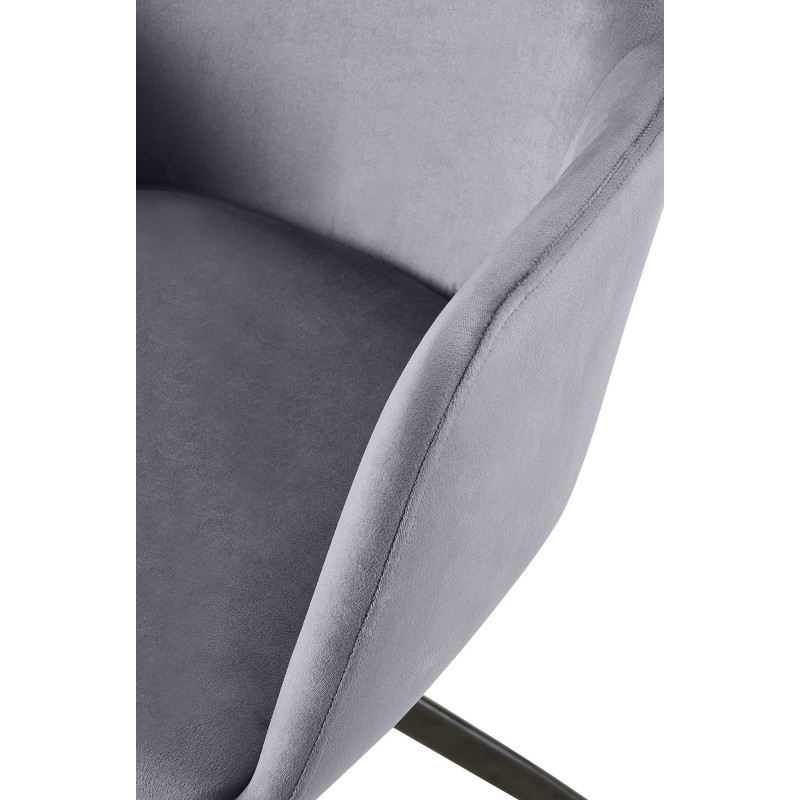 Fauteuil de table pivotant en Velours Gris foncé Métal Noir Drelis - 4