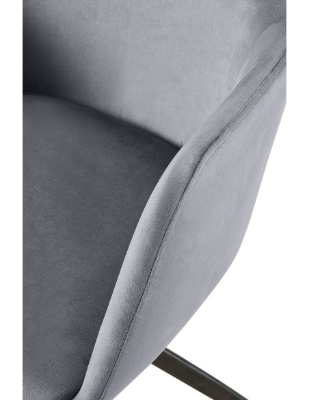 Fauteuil de table pivotant en Velours Gris foncé Métal Noir Drelis - 4