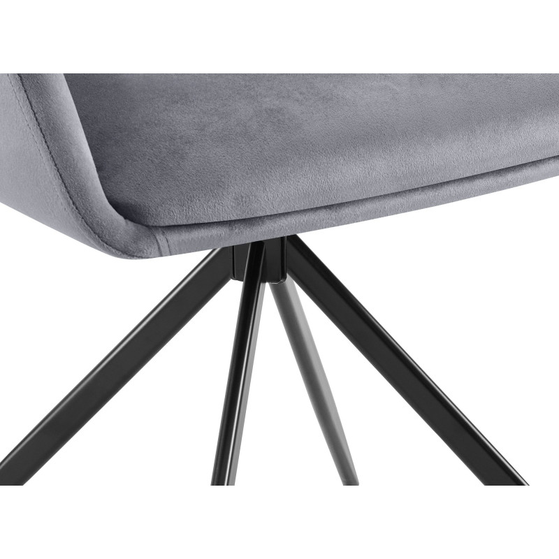 Fauteuil de table pivotant en Velours Gris foncé Métal Noir Drelis - 5
