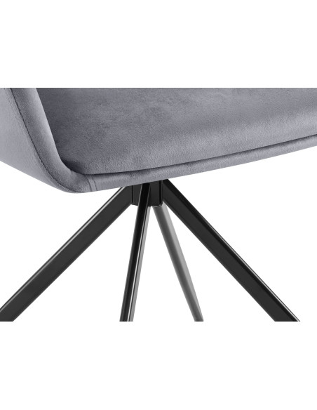 Fauteuil de table pivotant en Velours Gris foncé Métal Noir Drelis - 5