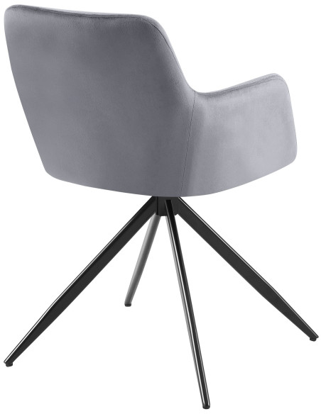Fauteuil de table pivotant en Velours Gris foncé Métal Noir Drelis - 3
