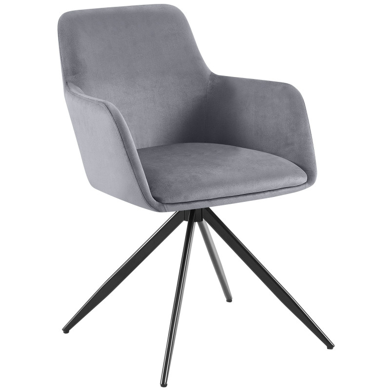 Fauteuil de table pivotant en Velours Gris foncé Métal Noir Drelis - 1