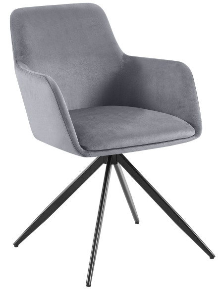 Fauteuil de table pivotant en Velours Gris foncé Métal Noir Drelis - 1