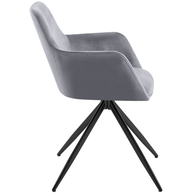 Fauteuil de table pivotant en Velours Gris foncé Métal Noir Drelis - 2