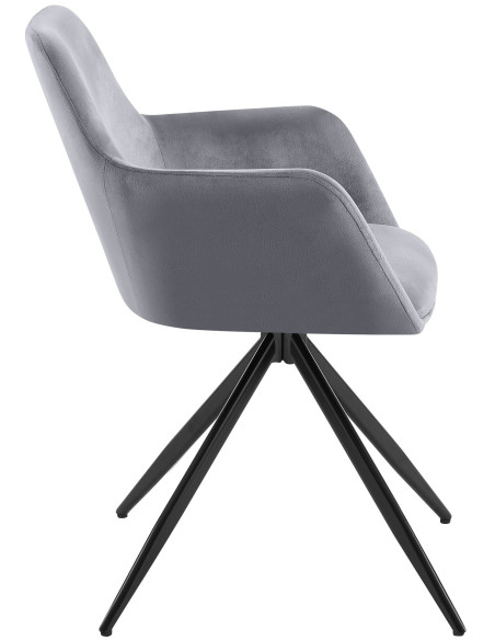 Fauteuil de table pivotant en Velours Gris foncé Métal Noir Drelis - 2