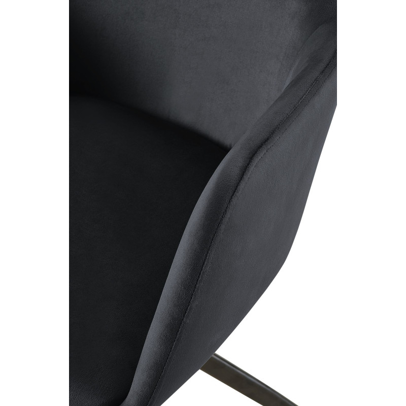 Fauteuil de table pivotant en Velours Noir Métal Noir Drelis - 4