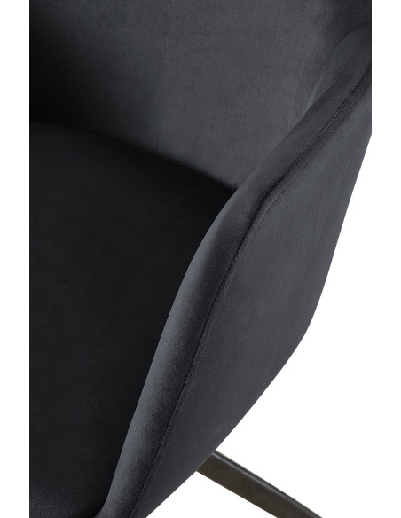 Fauteuil de table pivotant en Velours Noir Métal Noir Drelis - 4