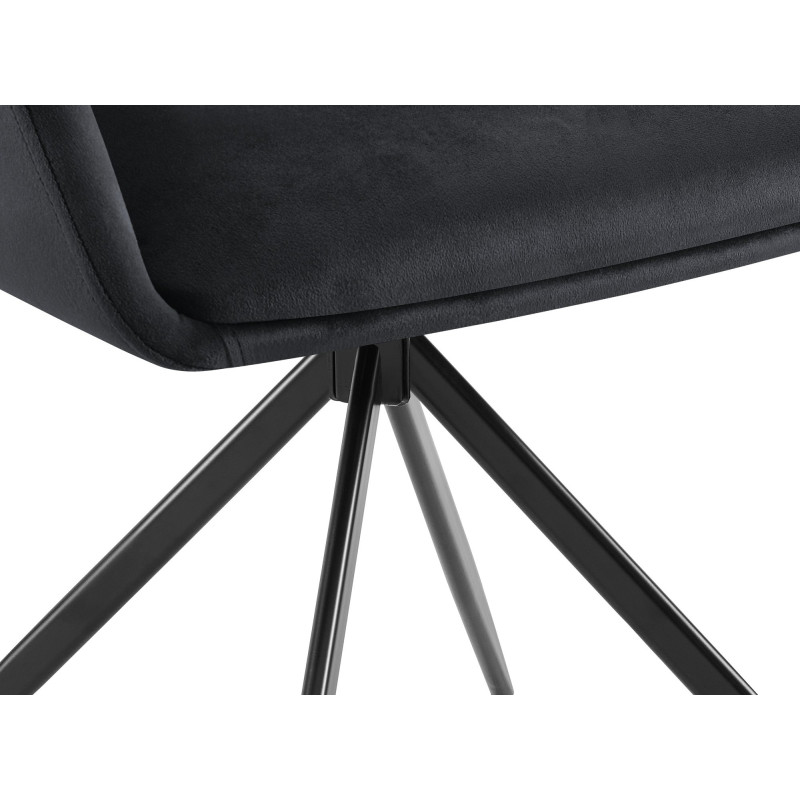 Fauteuil de table pivotant en Velours Noir Métal Noir Drelis - 5