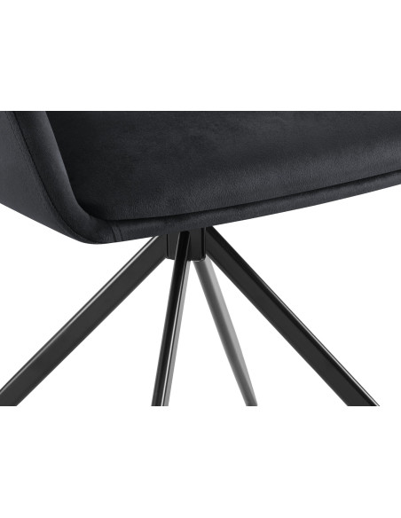 Fauteuil de table pivotant en Velours Noir Métal Noir Drelis - 5