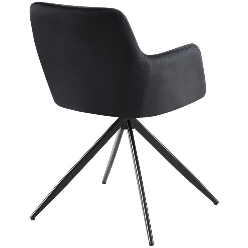 Fauteuil de table pivotant en Velours Noir Métal Noir Drelis - 3