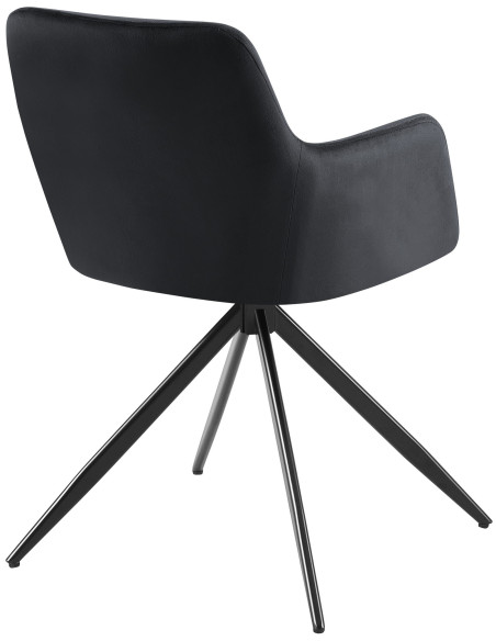Fauteuil de table pivotant en Velours Noir Métal Noir Drelis - 3