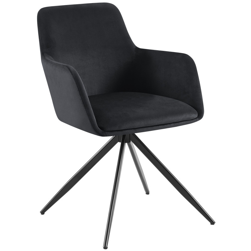 Fauteuil de table pivotant en Velours Noir Métal Noir Drelis - 1