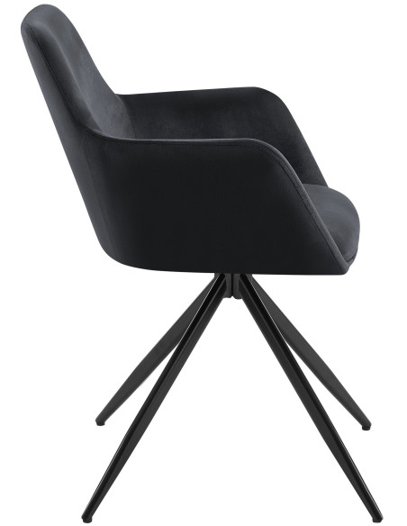 Fauteuil de table pivotant en Velours Noir Métal Noir Drelis - 2