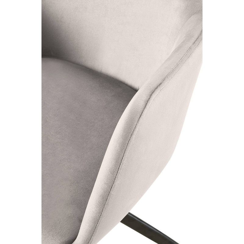 Fauteuil de table pivotant en Velours Gris Métal Noir Drelis - 4