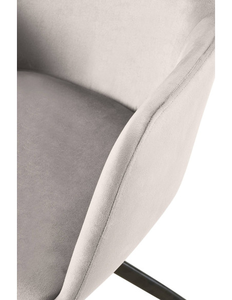 Fauteuil de table pivotant en Velours Gris Métal Noir Drelis - 4