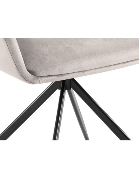Fauteuil de table pivotant en Velours Gris Métal Noir Drelis - 5