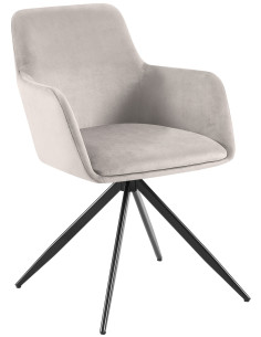 Fauteuil de table pivotant en Velours Gris Métal Noir Drelis - 1