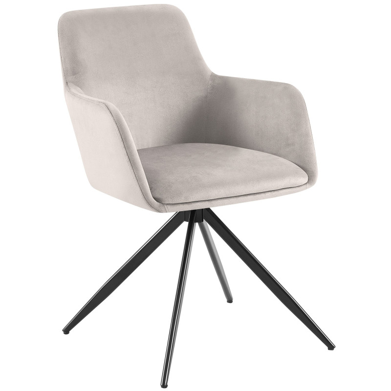 Fauteuil de table pivotant en Velours Gris Métal Noir Drelis - 1
