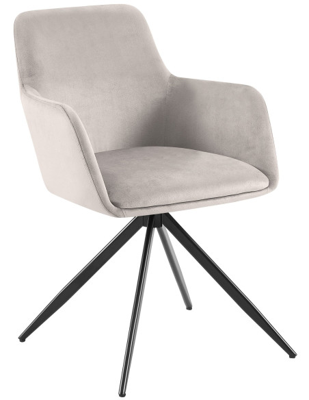 Fauteuil de table pivotant en Velours Gris Métal Noir Drelis - 1