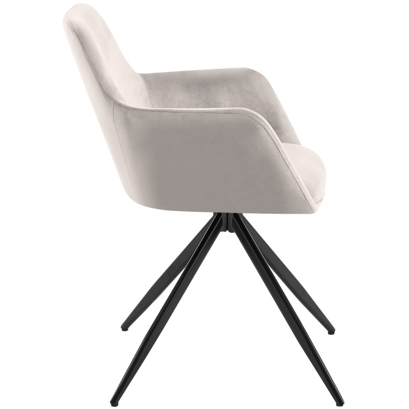 Fauteuil de table pivotant en Velours Gris Métal Noir Drelis - 2