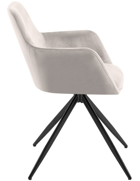 Fauteuil de table pivotant en Velours Gris Métal Noir Drelis - 2