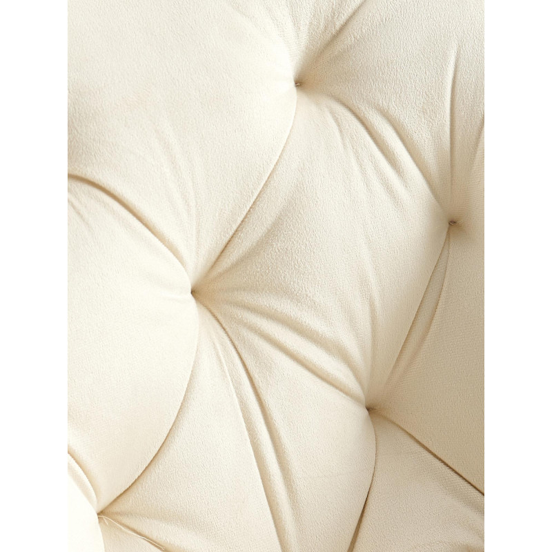 Fauteuil de table capitonné pivotant en Velours Blanc crème Métal Noir Sorlian - 2