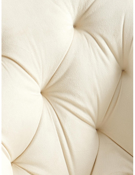 Fauteuil de table capitonné pivotant en Velours Blanc crème Métal Noir Sorlian - 2