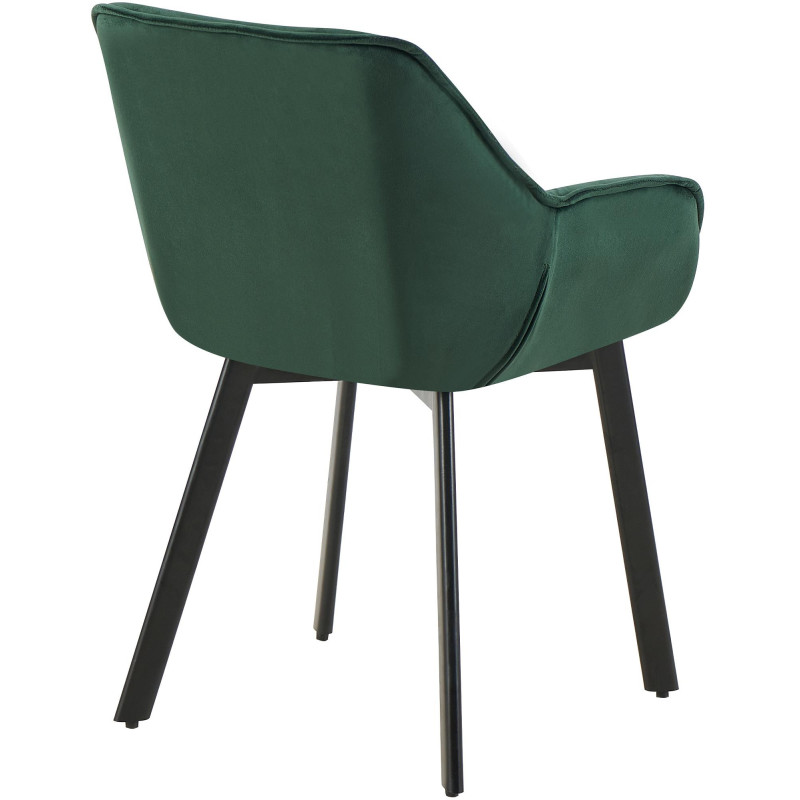 Fauteuil de table capitonné pivotant en Velours Vert Métal Noir Sorlian - 2