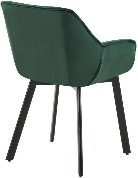 Fauteuil de table capitonné pivotant en Velours Vert Métal Noir Sorlian - 2