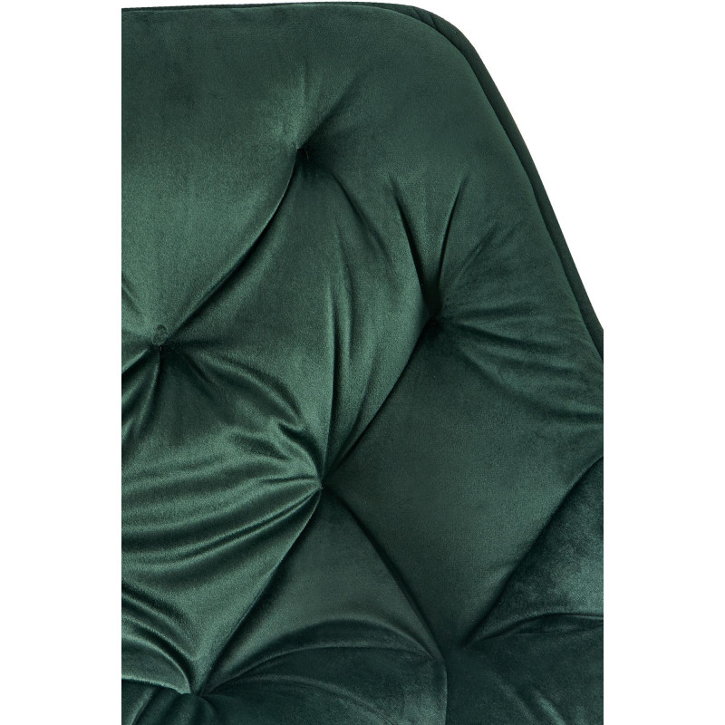 Fauteuil de table capitonné pivotant en Velours Vert Métal Noir Sorlian - 3