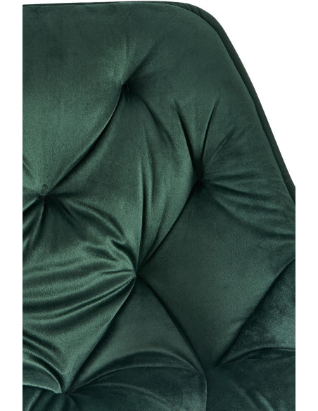 Fauteuil de table capitonné pivotant en Velours Vert Métal Noir Sorlian - 3