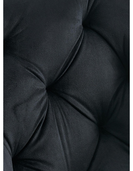 Fauteuil de table capitonné pivotant en Velours Noir Métal Noir Sorlian - 2