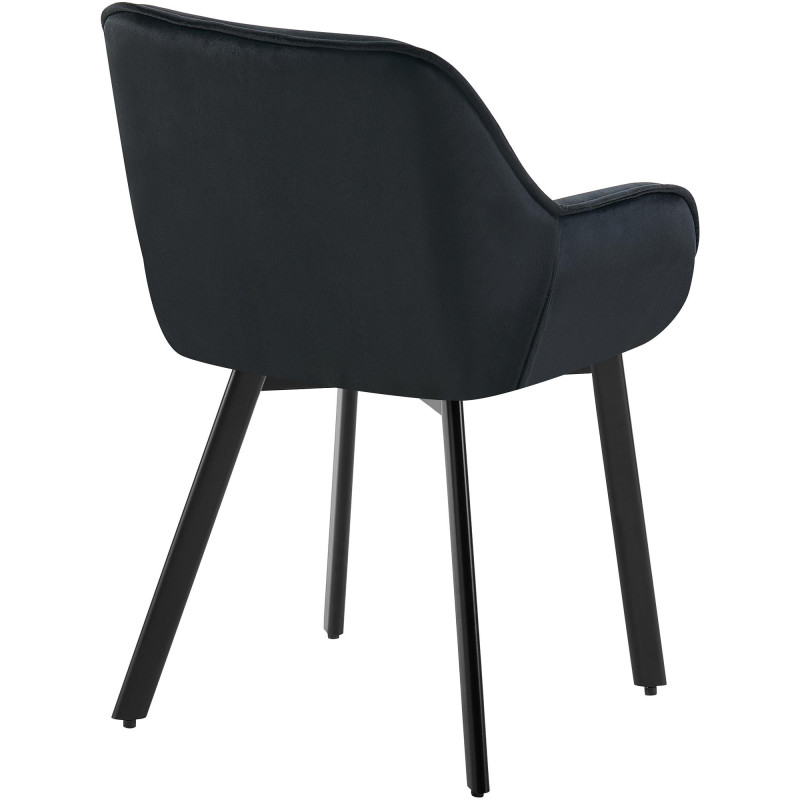 Fauteuil de table capitonné pivotant en Velours Noir Métal Noir Sorlian - 3