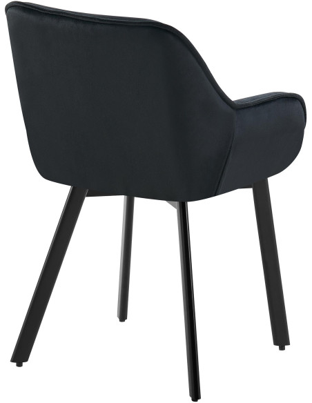 Fauteuil de table capitonné pivotant en Velours Noir Métal Noir Sorlian - 3